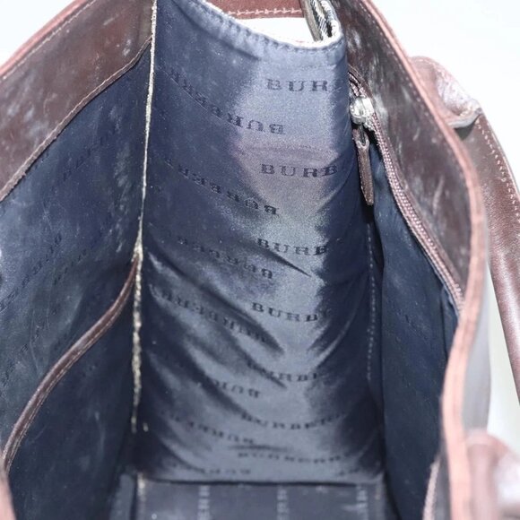 BURBERRY Nova Check Tote Bag Nylon Beige Silver Auth 126392 - Picture 11 of 16